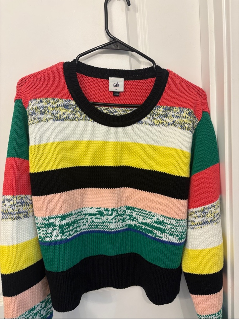 CAbi Bright Striped Crewneck sweater size medium with matching cami size small